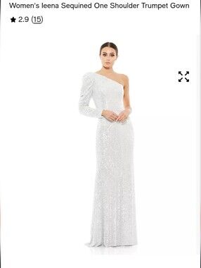 Mac Duggal White Sequin One-Shoulder Trumpet Gown Size 4